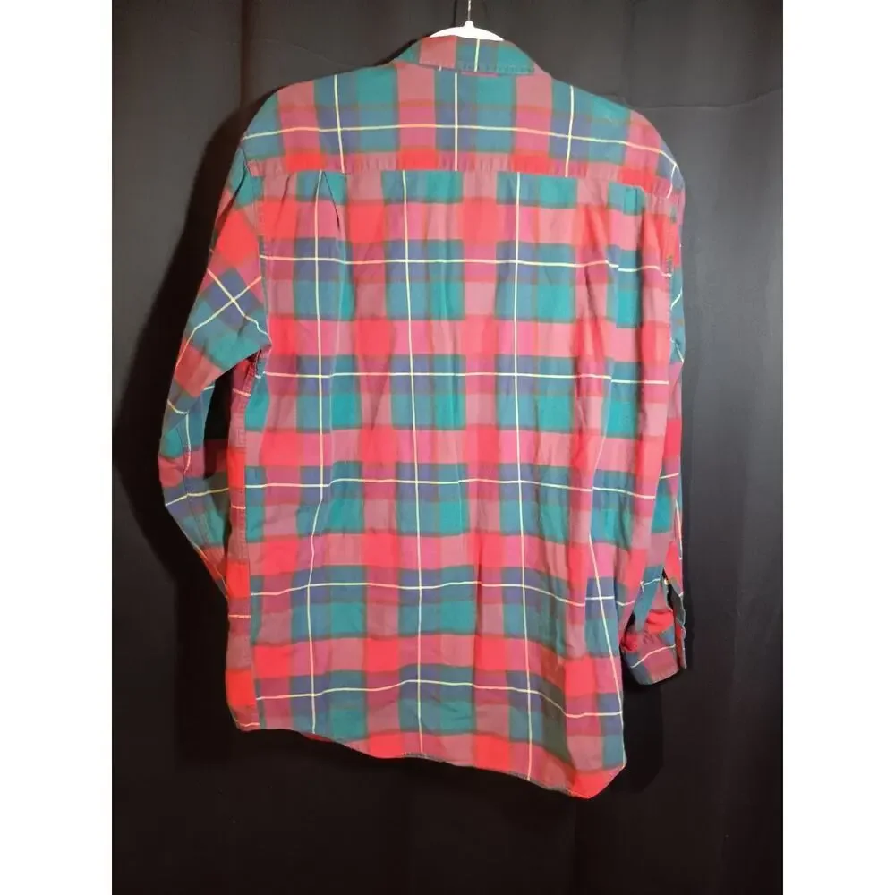 Vintage Banana Republic Mens M Red Green Flannel Shirt 70s 80s VTG Button Up EUC